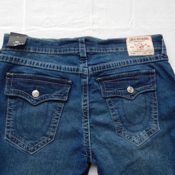 NWT MEN’S TRUE RELIGION RICKY SN FLAP Relaxed Straight Blue Indigo JEANS 38 x 34 - Picture 7 of 8